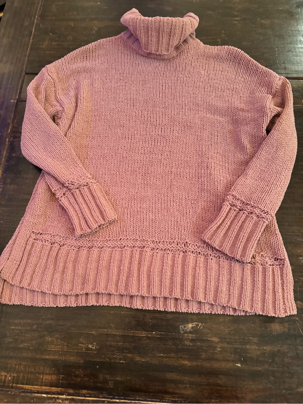 aerie Mauve Pink Ribbed Cowl Neck Sweater